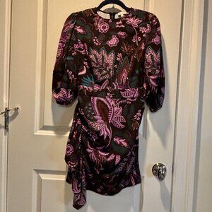 RHODE PIA DRESS, purple floral pattern, Sz XS